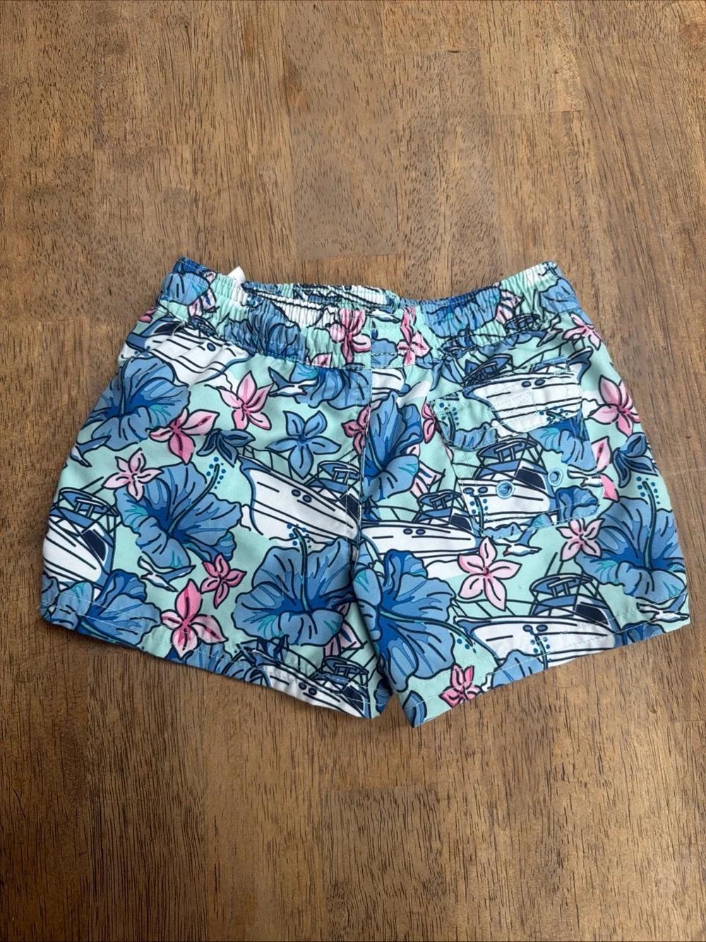 Vineyard Vines Blue & Pink Floral Boat Swim Shorts